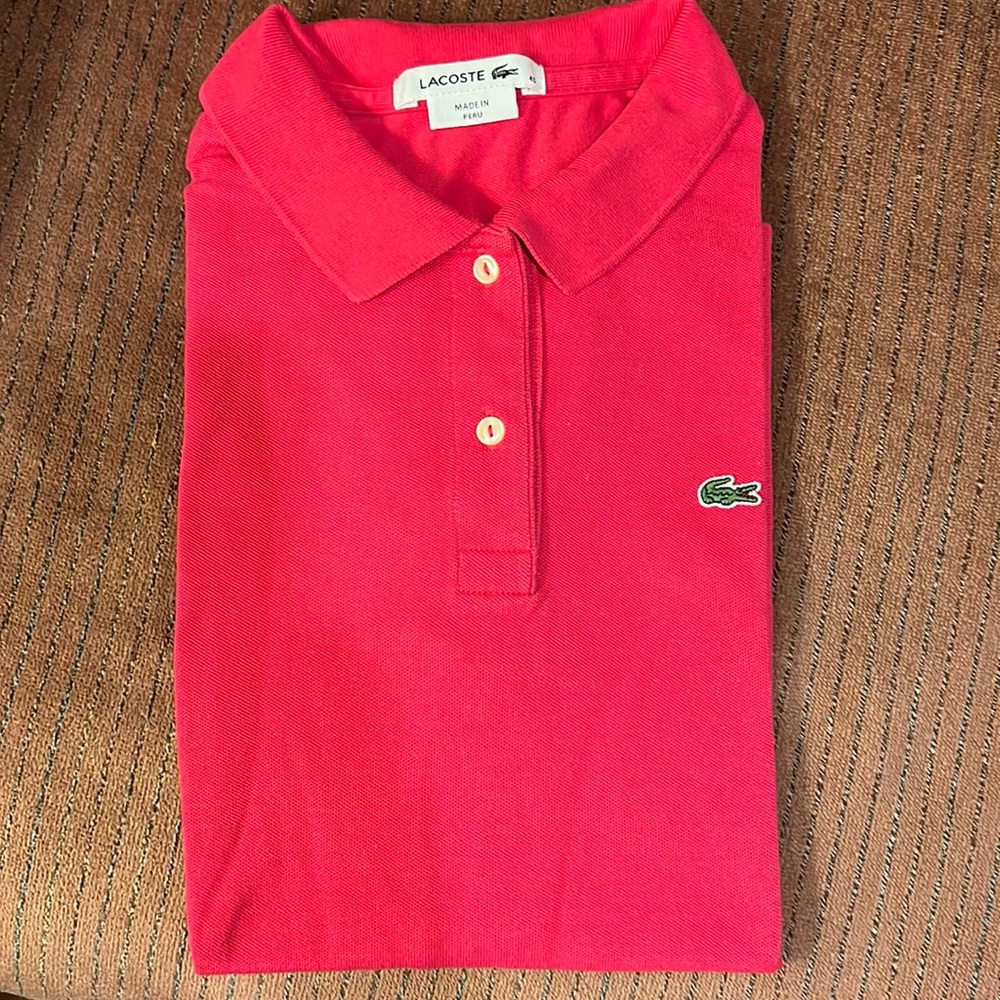 Lacoste Women’s Short Sleeve Polo Slim Fit. Sz 40.